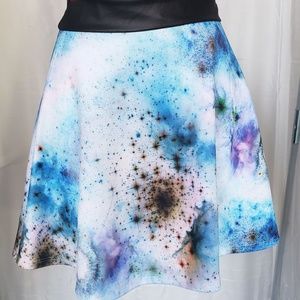 Unique Blue Galaxy Skater Skirt Size M